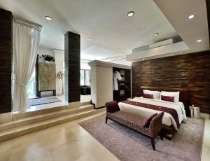Luxury retreat villa in Ubud Bali with private pool overlooking lush tropical forest and rice fields