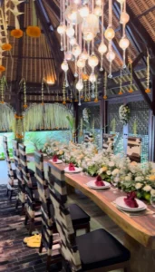 Luxury villa in Bali decorated for a destination wedding with scenic surroundings